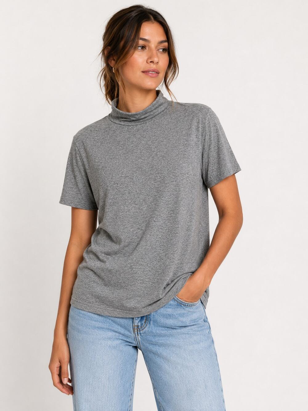 BP. from Nordstrom mock neck heather gray short sleeve tee XS NWOT